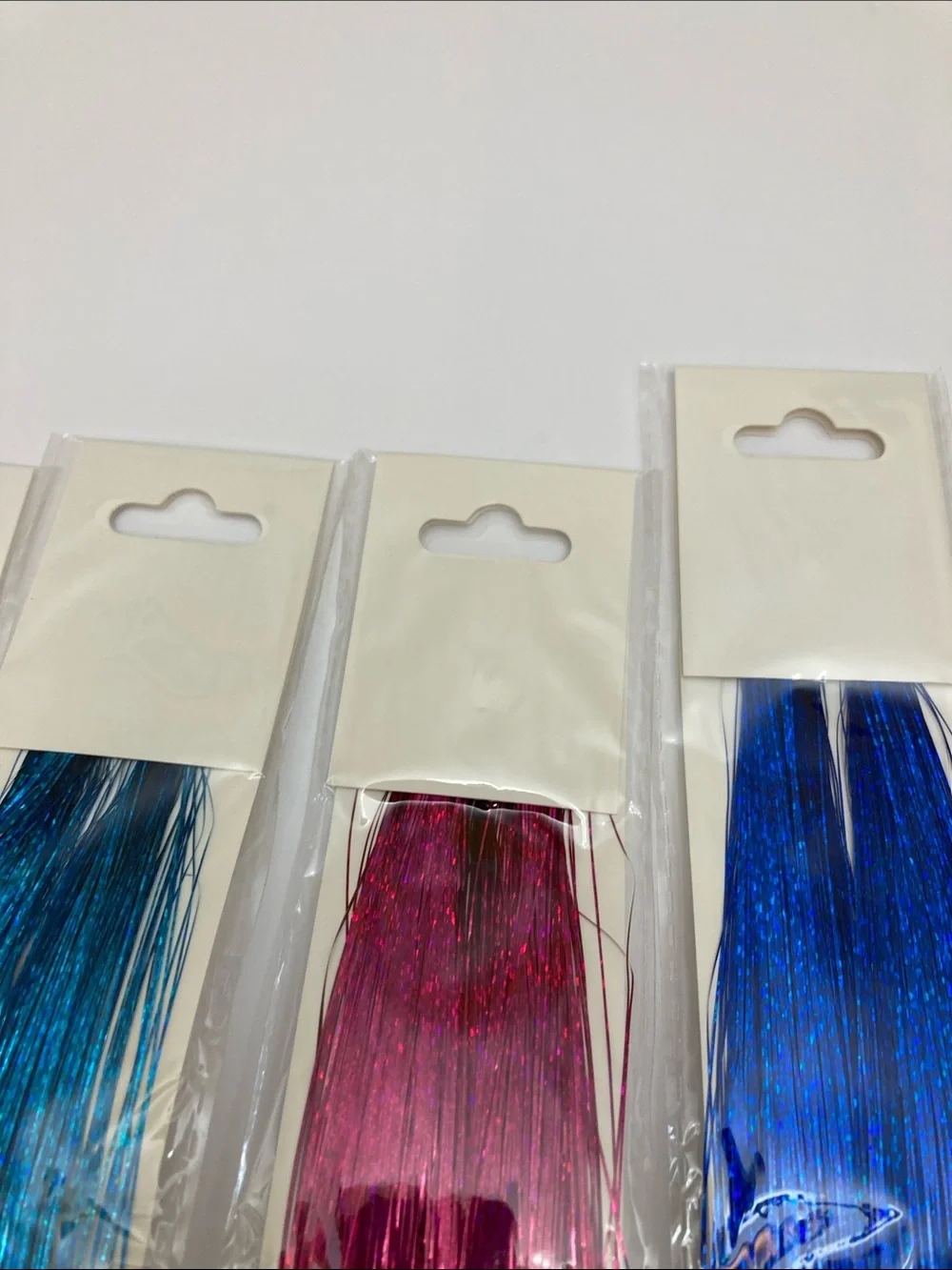 12 pks. Party Metallic Tinsel Hair Strands - Multicolor Pack